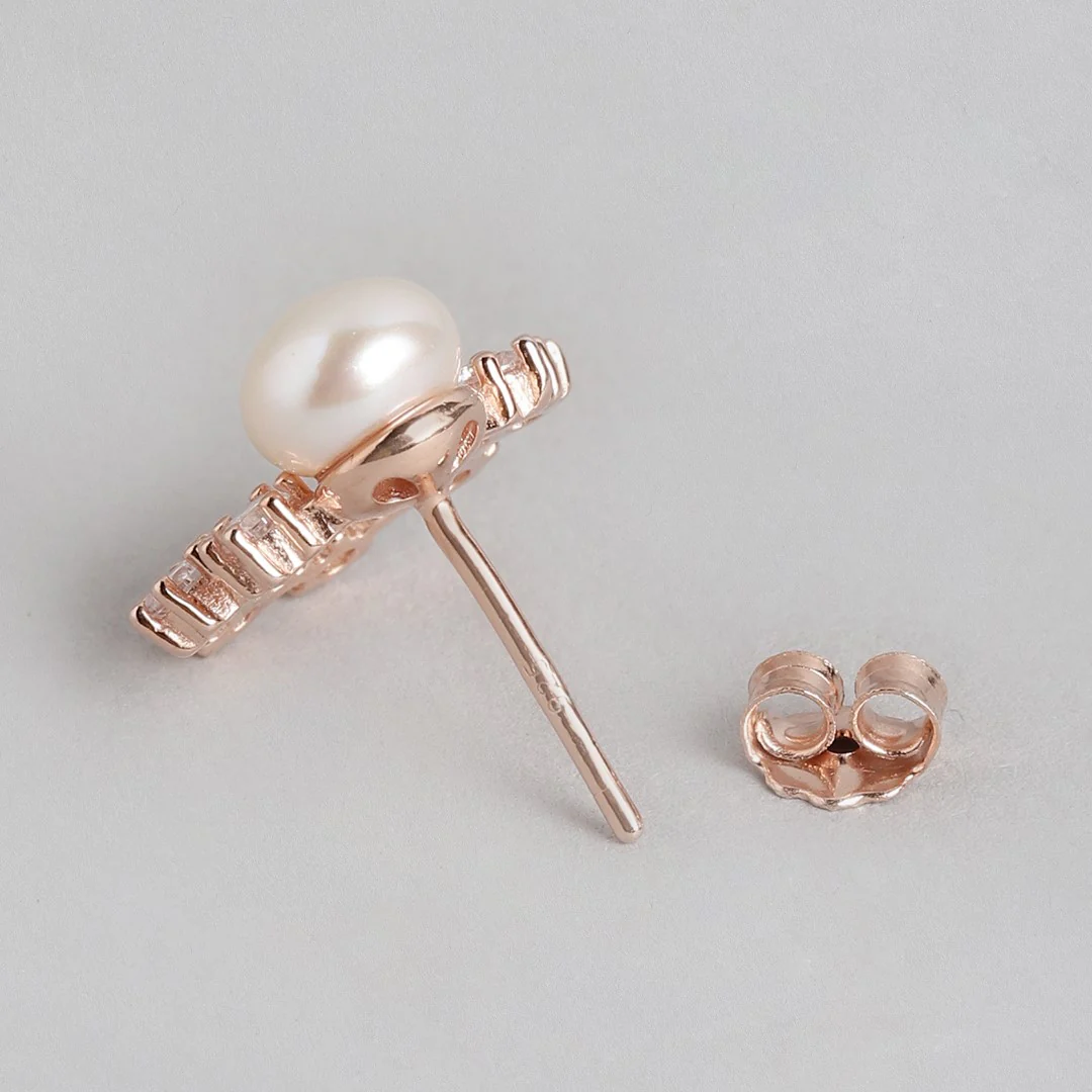 Pearls of Adoration Rose Gold CZ & Pearl 925 Sterling Silver Jewelry Set - Image 6