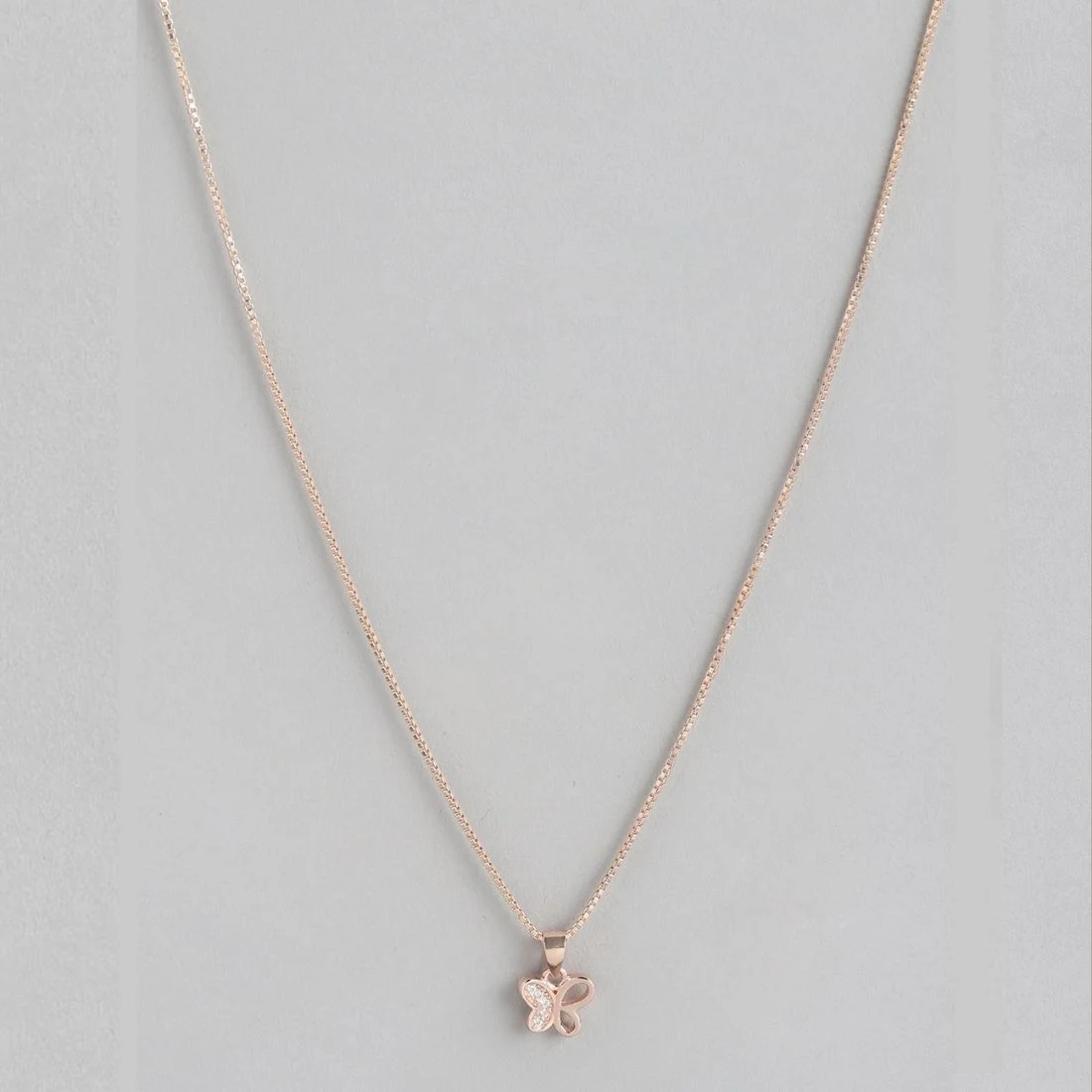 Radiant Rose Gold Butterfly Whispers CZ 925 Sterling Silver Pendant with Chain - Image 4