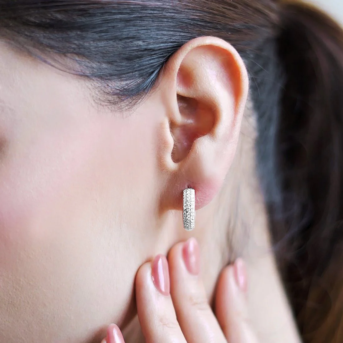 Flower Power Silver Hoops 925 Silver Earrings - Image 2