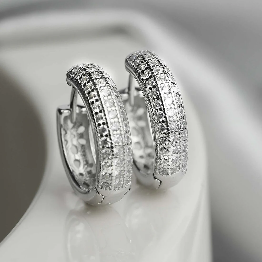 Flower Power Silver Hoops 925 Silver Earrings - Image 3
