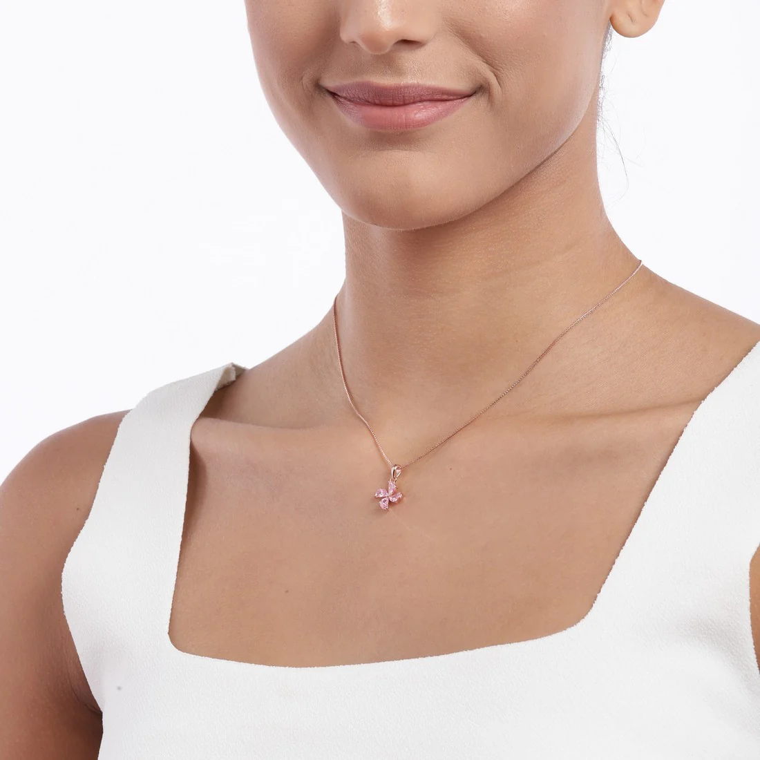 Pink Clover 925 Sterling Silver Pendant with Chain - Image 3