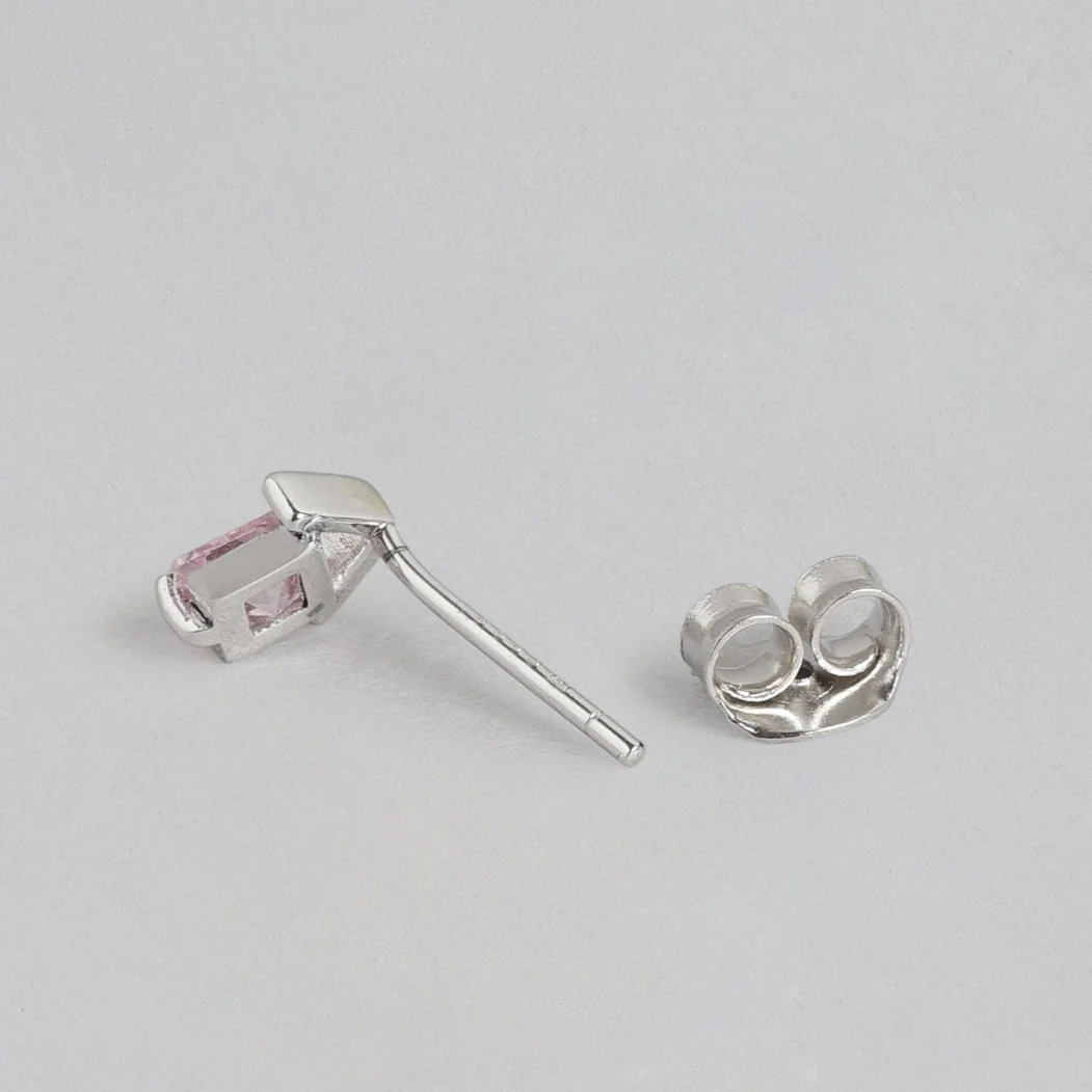 Pink CZ 925 Sterling Silver Stud Earrings - Image 5