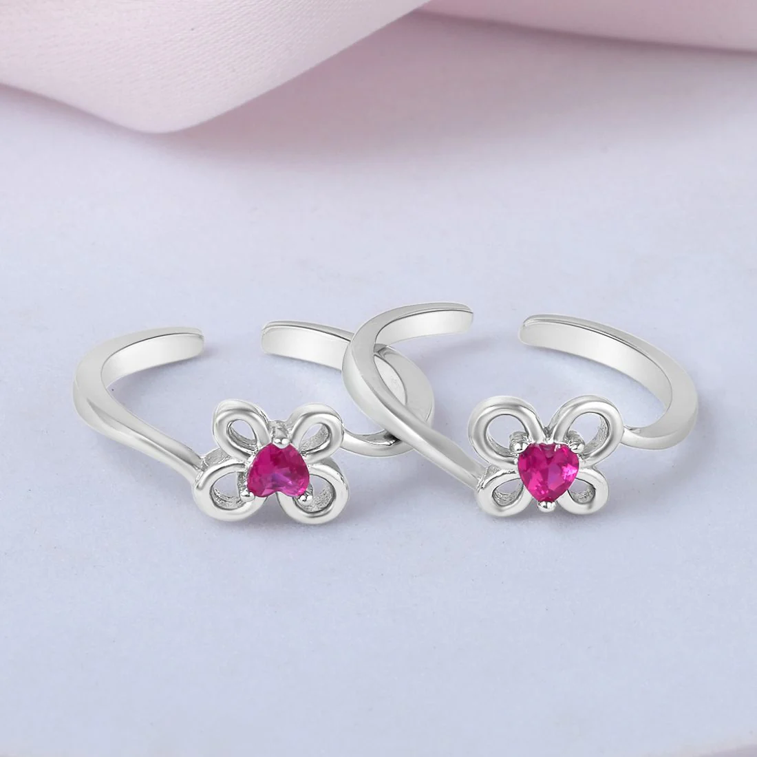 Pink Elegance Rhodium Plated 925 Sterling Silver Toering - Image 4