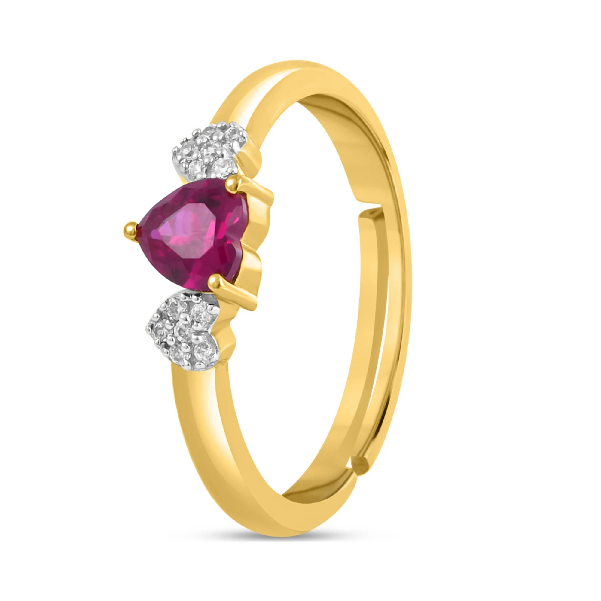 Pink Heart Gold Plated 925 Sterling Silver Ring - Image 5