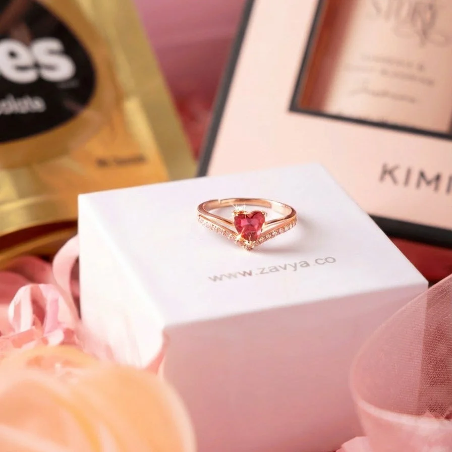 Kimirica x Zavya Pink Heart Rose Gold Plated 925 Sterling Silver Ring - Image 4