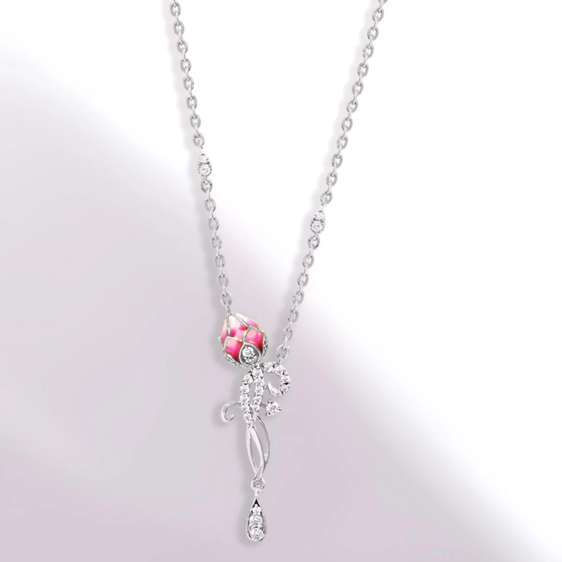 0.3 CT Pink Lotus Rose Gold Necklace with Lab-Grown Diamonds - Image 9