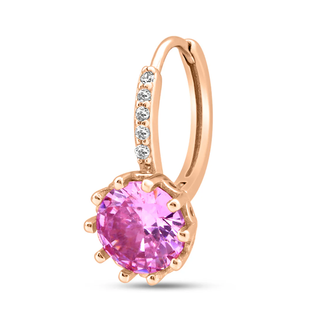 Pink Solitaire Rose Gold Plated 925 Sterling Silver Earrings - Image 6