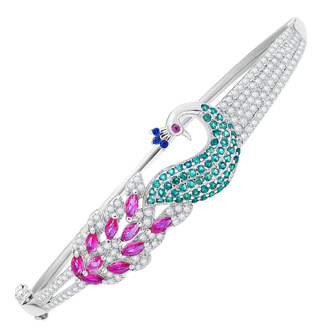 Prestige Peacock Rhodium Plated 925 Sterling Silver Jewelry Set - Image 12