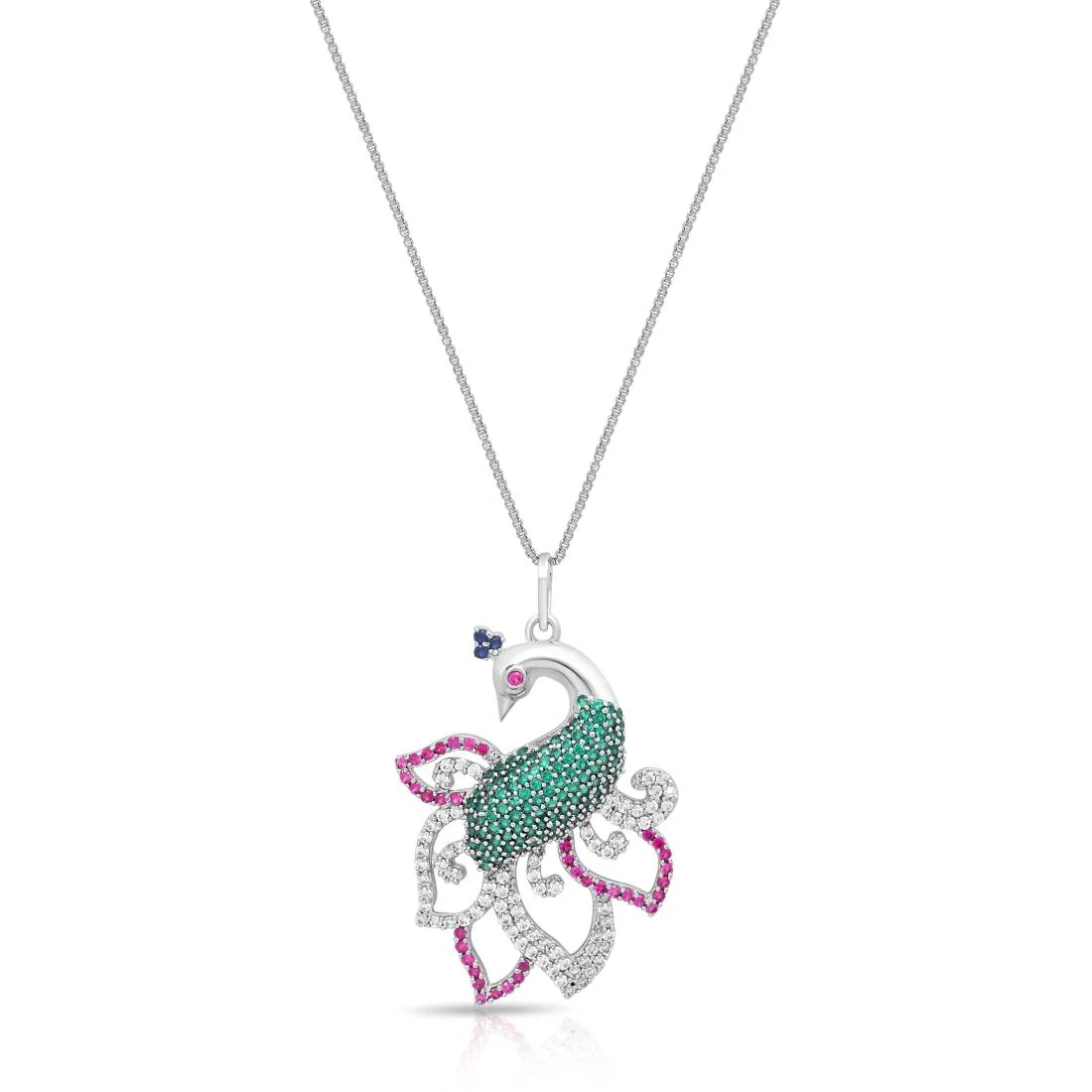 Prestige Peacock Rhodium Plated 925 Sterling Silver Jewelry Set - Image 6