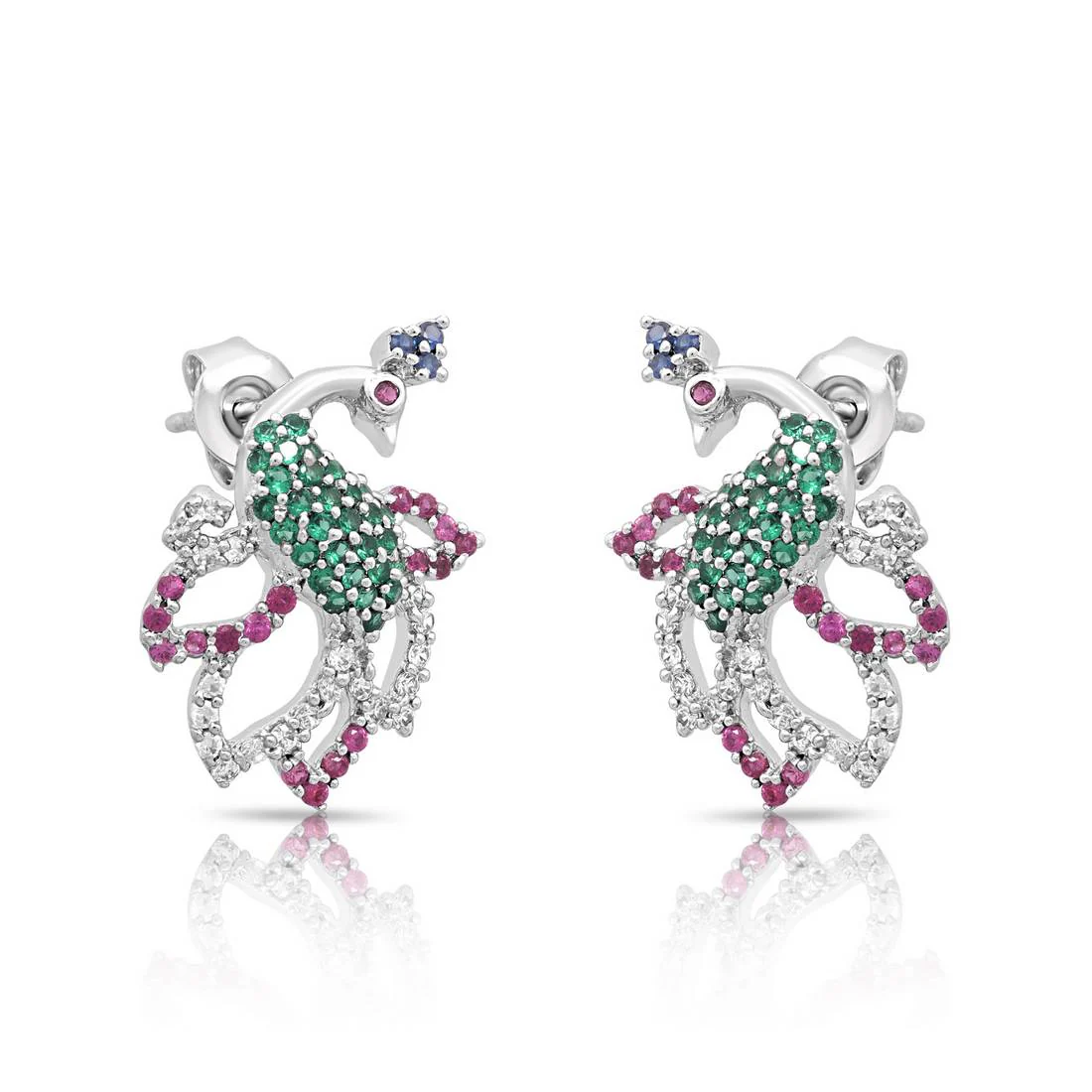 Prestige Peacock Rhodium Plated 925 Sterling Silver Jewelry Set - Image 8