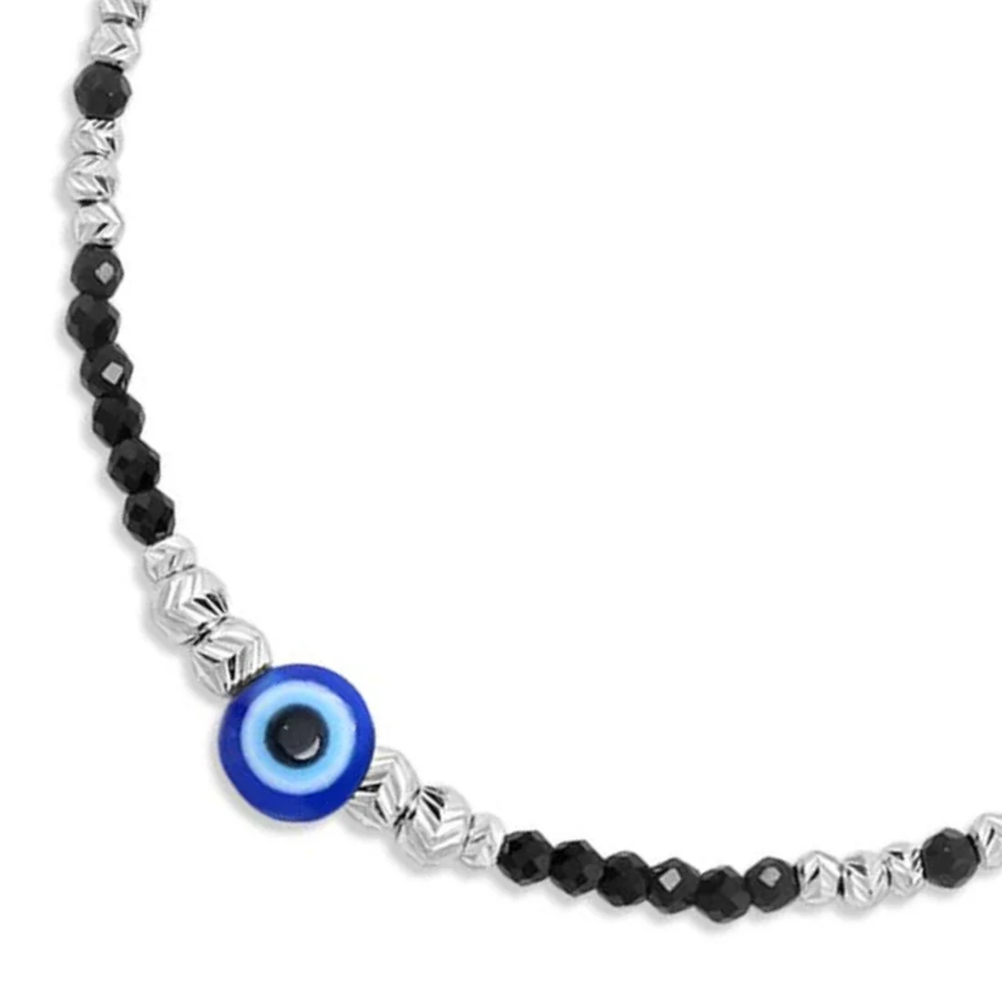 Protective Charm Rhodium Plated 925 Sterling Silver Evil Eye Bracelet - Image 5