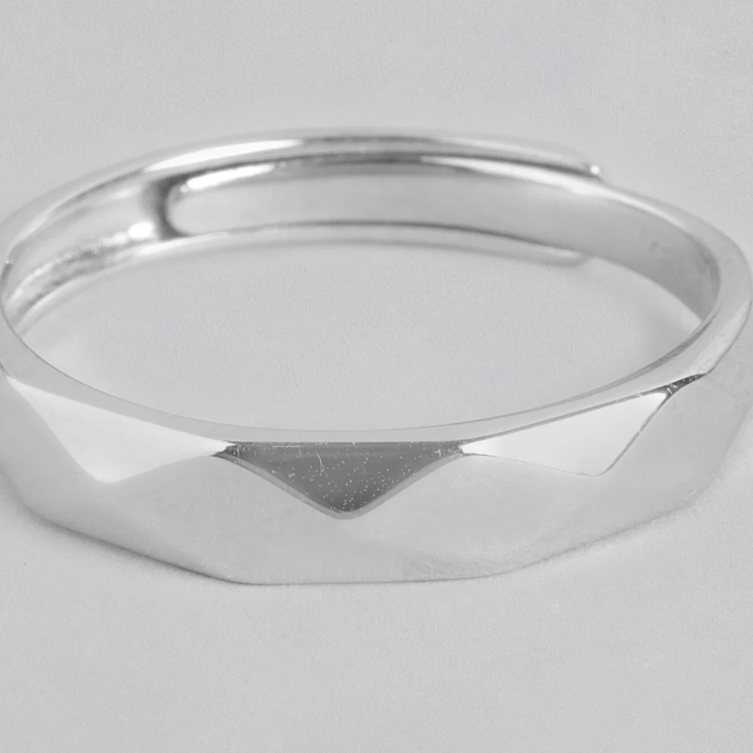 Pure Elegance Rhodium-Plated 925 Sterling Silver Men's Classic Ring (Adjustable) - Image 7