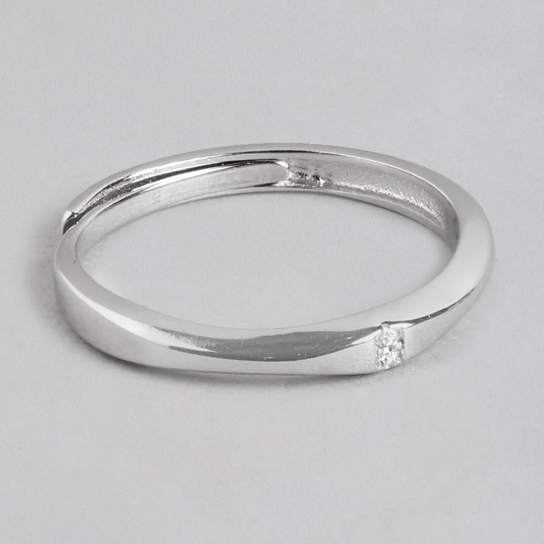 Pure Elegance Sterling Silver Rhodium-Plated Ring with Brilliant Cubic Zirconia (Adjustable) - Image 5