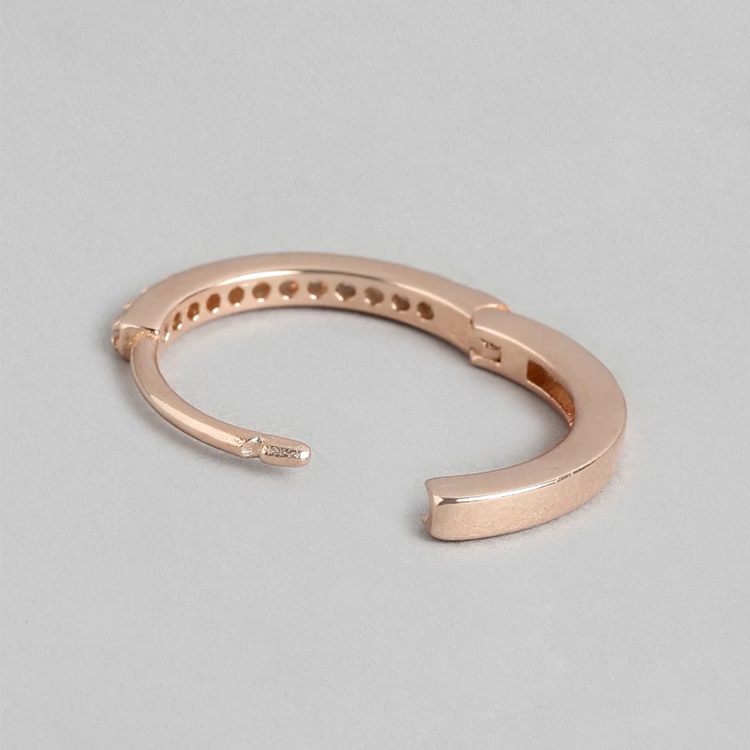 Radiant Circle Dance Rose Gold Plated CZ 925 Sterling Silver Hoops - Image 4