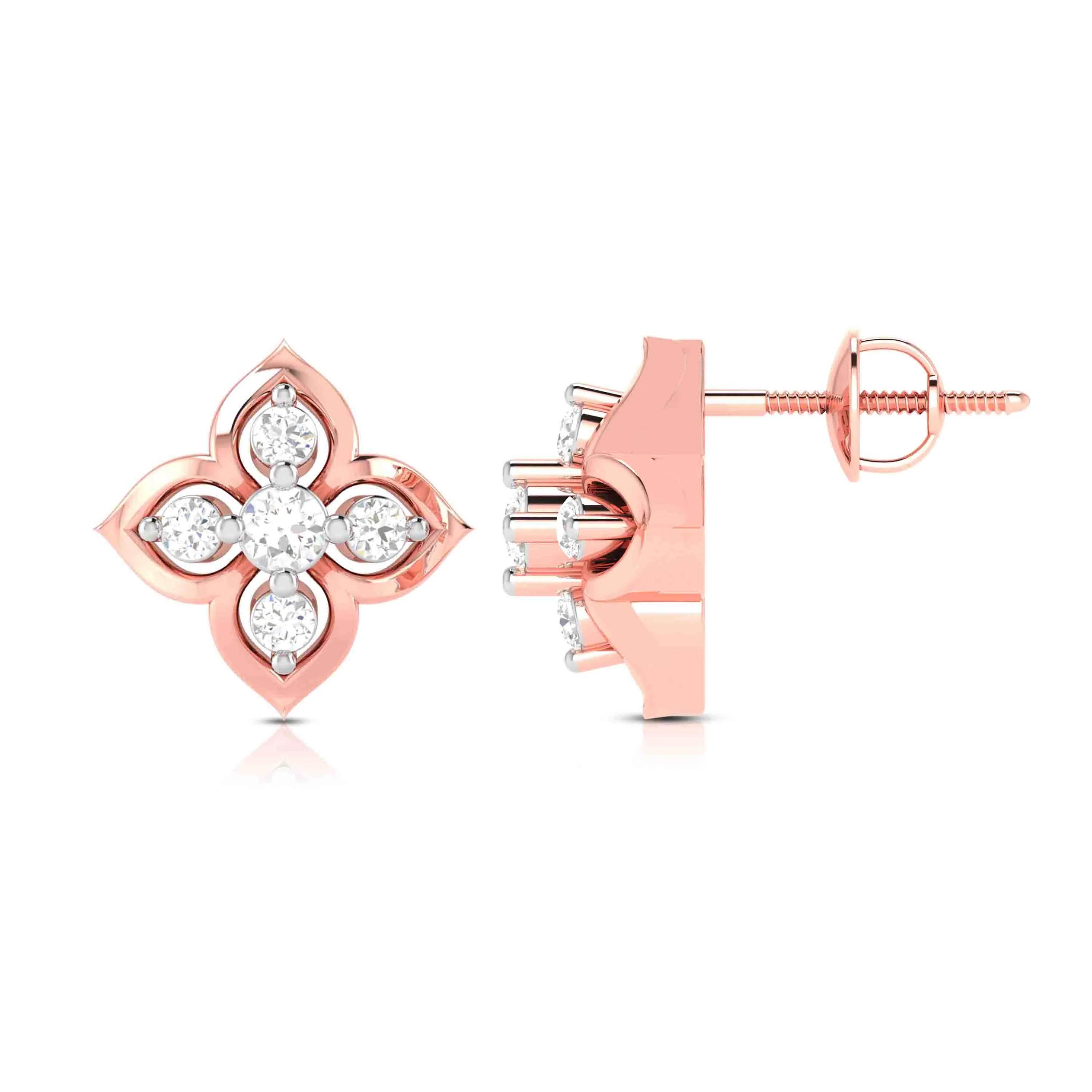 Radiant Clover Lab-Grown Diamond Stud Earrings - Image 5
