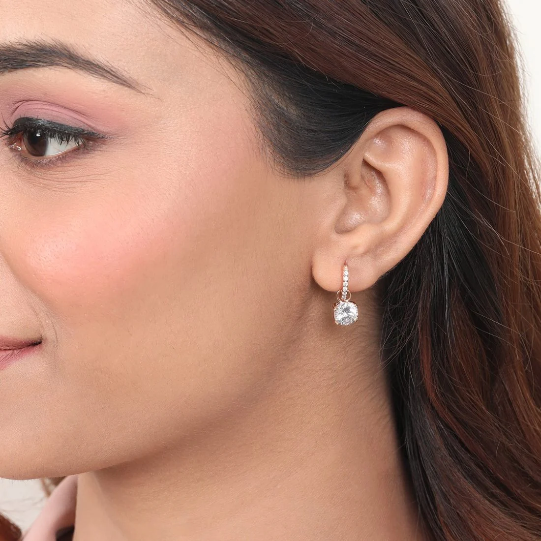 Radiant Drop Rose Gold Plated 925 Sterling Silver Earrings - Image 4