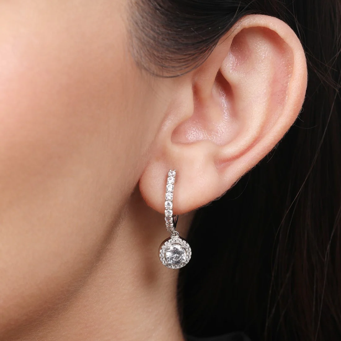 Radiant Droplets Rhodium-Plated 925 Sterling Silver Drop Earrings - Image 2