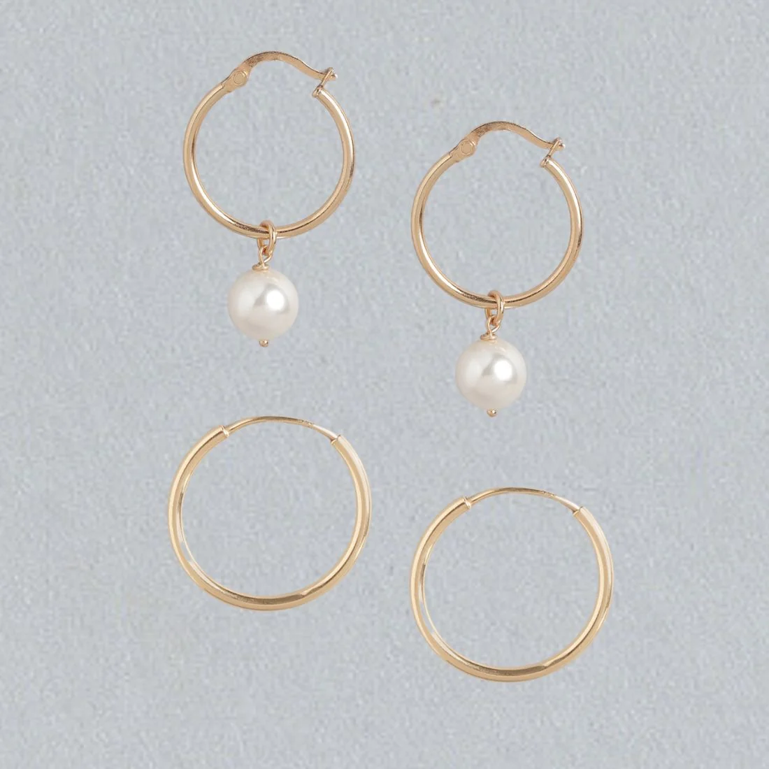 Radiant Duo 925 Sterling Silver Rose Gold-Plated Double Hoop Earrings Set - Image 4
