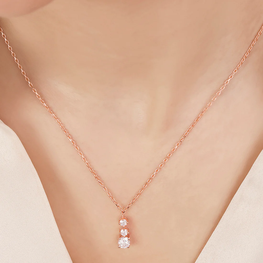Radiant Duo Rose Gold Plated 925 Sterling Silver Necklace - Image 2