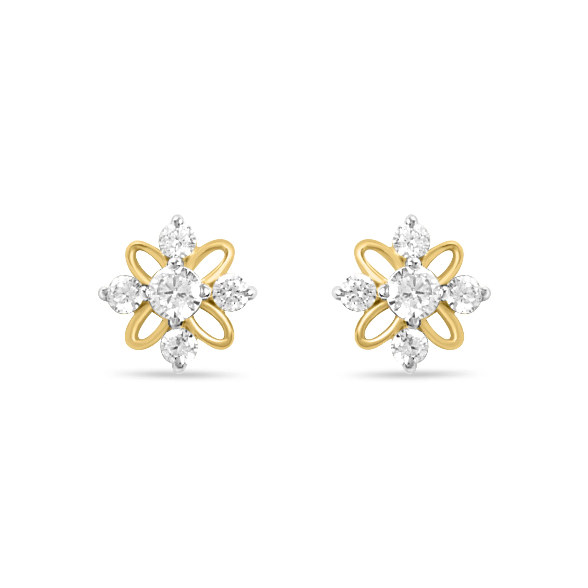 Radiant Floral Gold Earrings with Lab-Grown Diamonds - Image 4