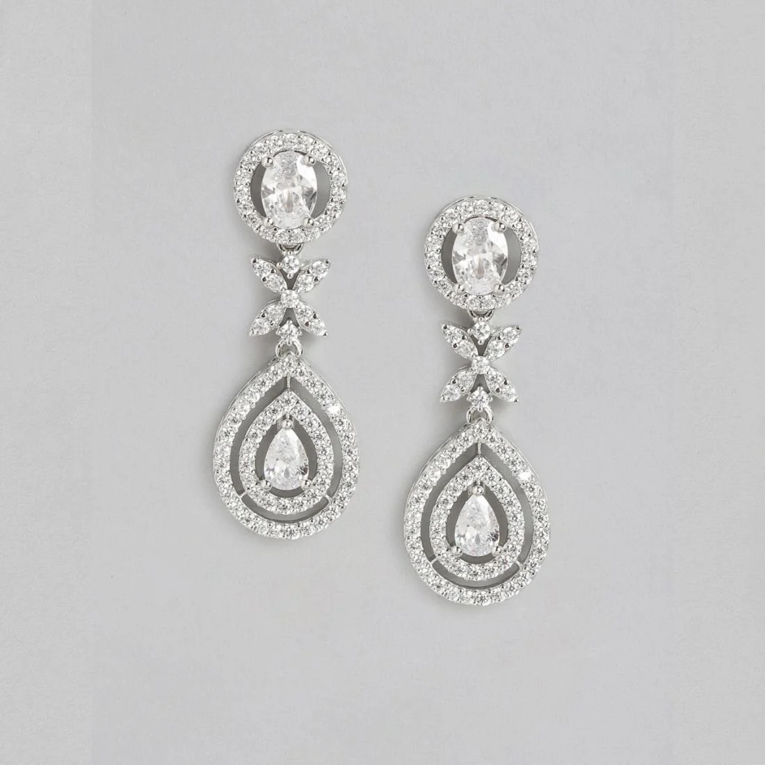 Radiant Frost Rhodium Plated 925 Sterling Silver Drop Earrings - Image 3