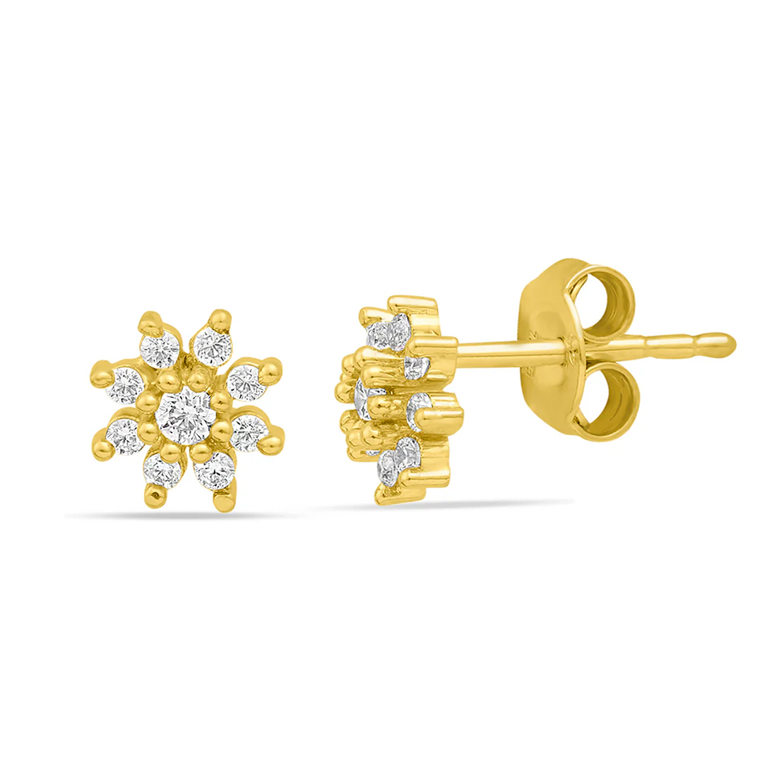 Radiant Gold Glow 925 Sterling Silver Stud Earrings with Cubic Zirconia - Image 4