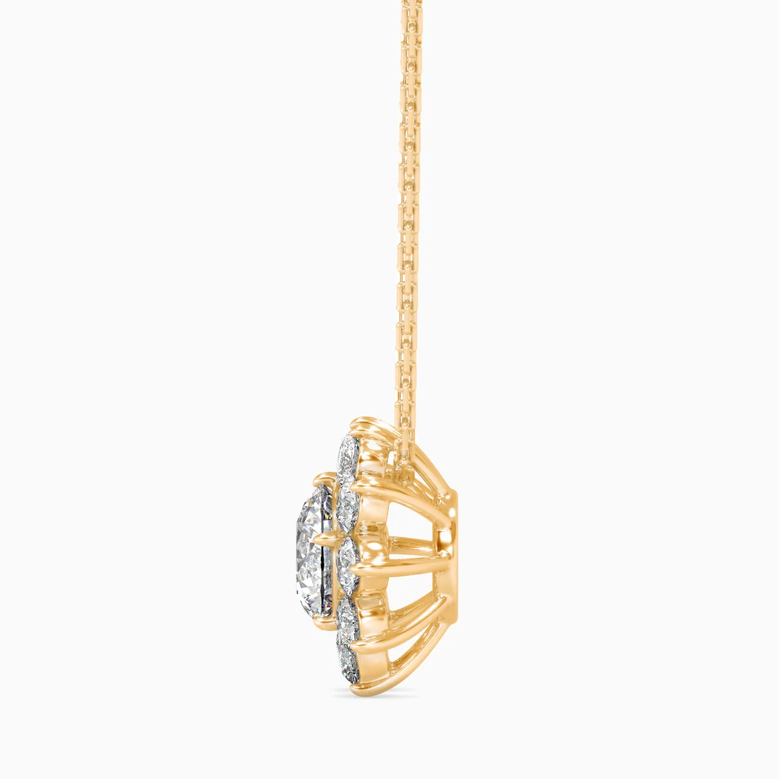 1.2 CT Floral Halo Gold Pendant with Lab-Grown Diamond without Chain - Image 3