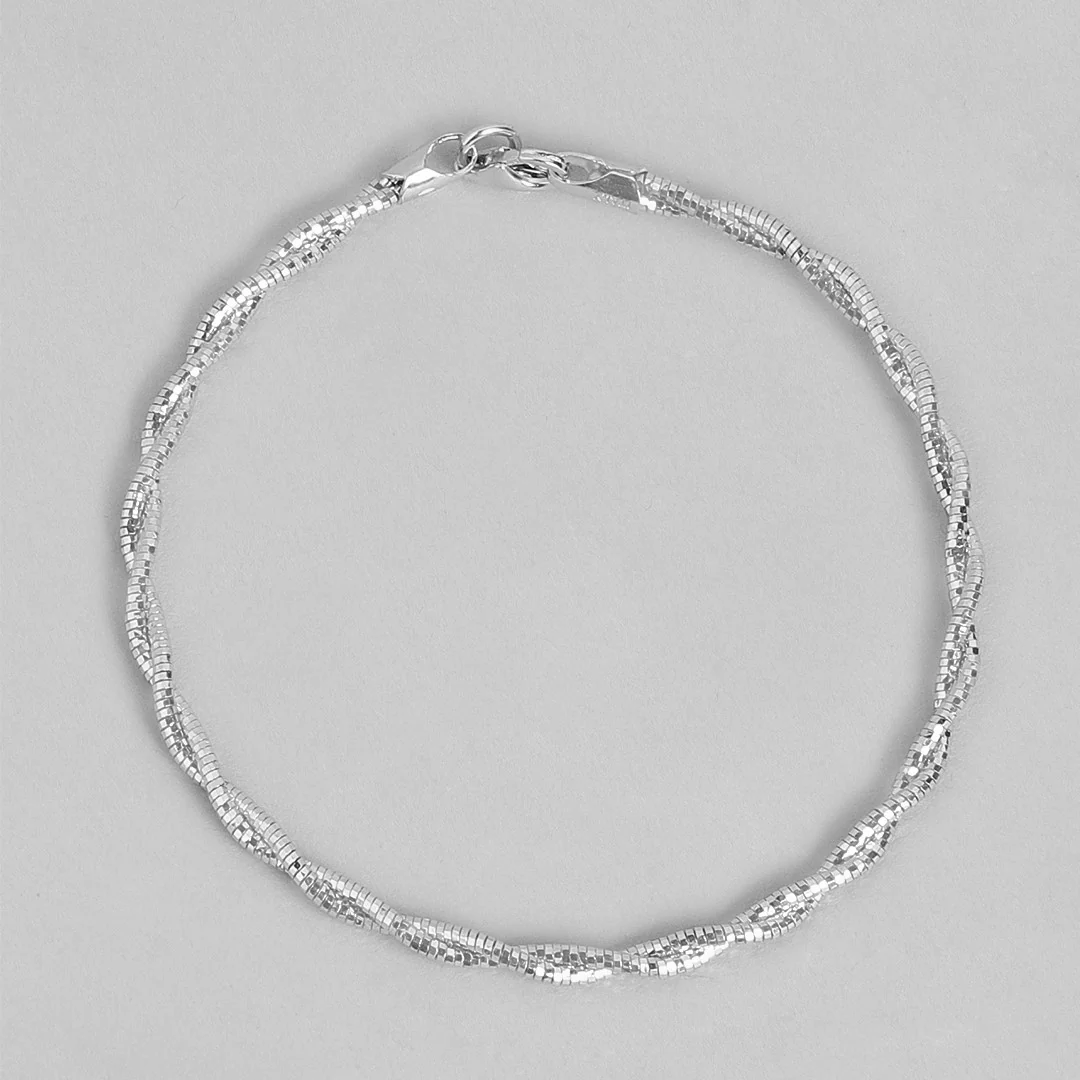 Radiant Interlace Rhodium-Plated 925 Sterling Silver Weave Bracelet - Image 4