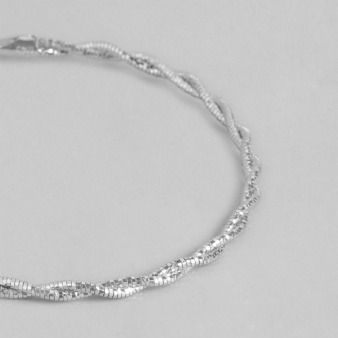 Radiant Interlace Rhodium-Plated 925 Sterling Silver Weave Bracelet - Image 5