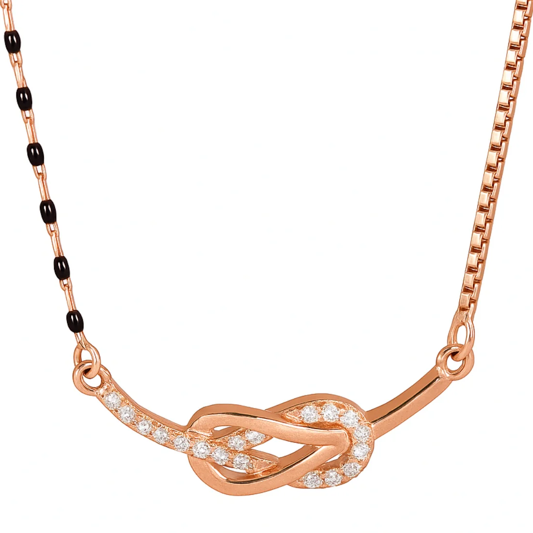 Radiant Loops of Love Rose Gold-Plated 925 Sterling Silver CZ Mangalsutra - Image 4