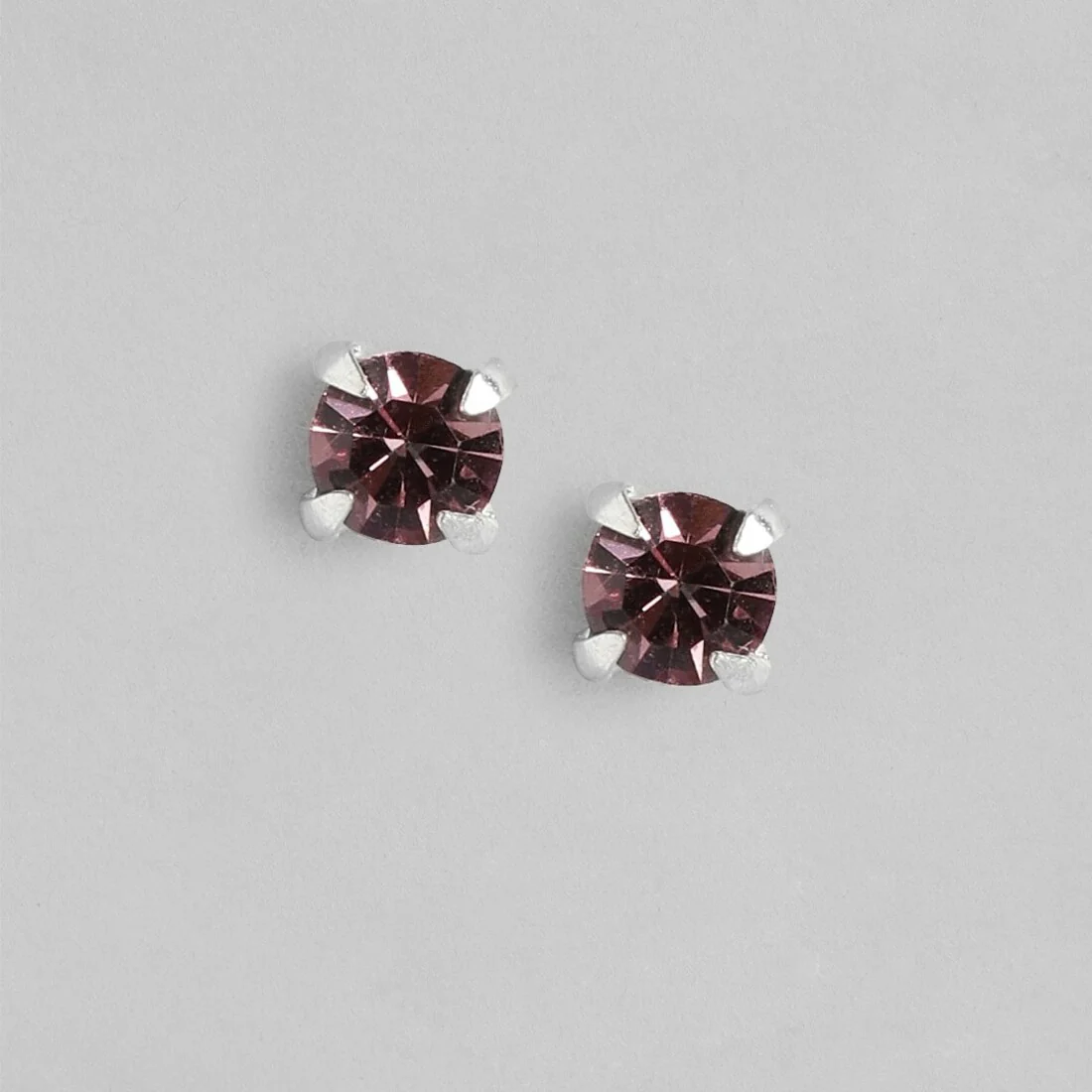 Radiant Maroon Majesty 925 Sterling Silver Stud Earrings - Image 3