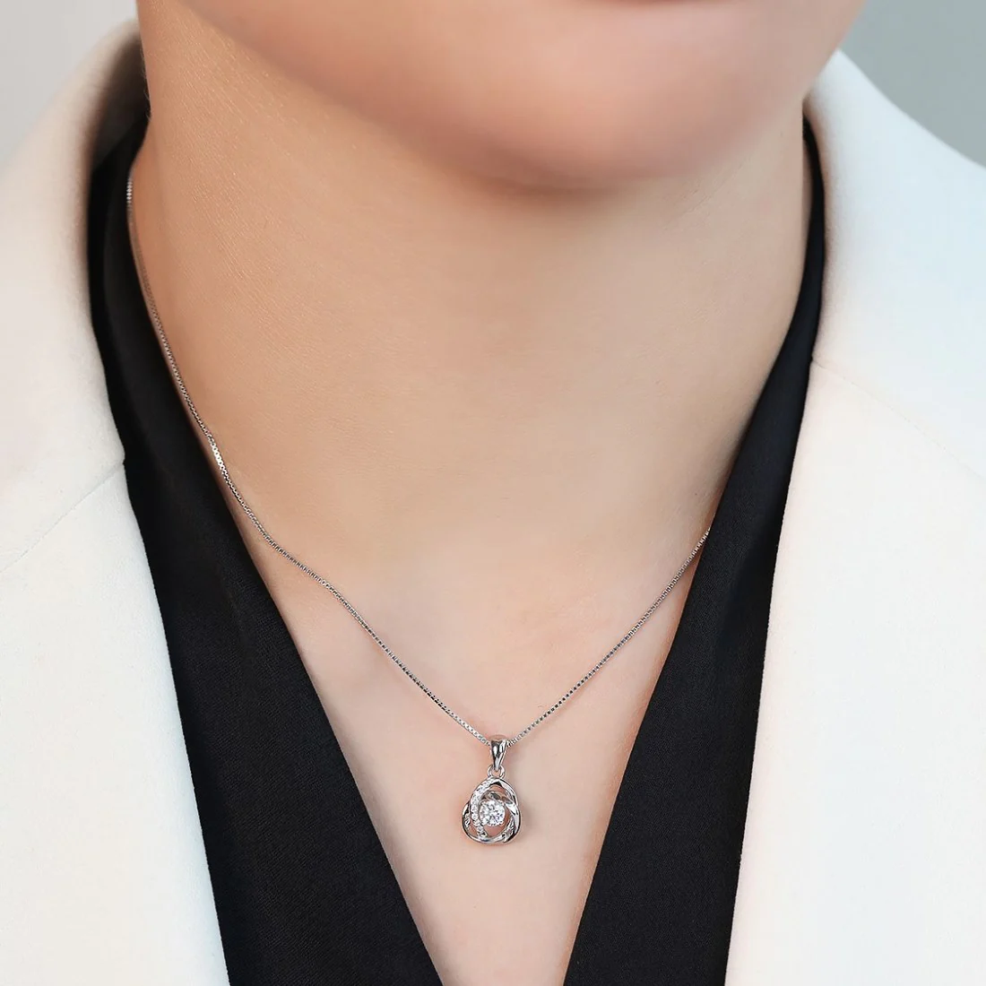Radiant Reflections 925 Sterling Silver Rhodium Plated Pendant with Chain - Image 3