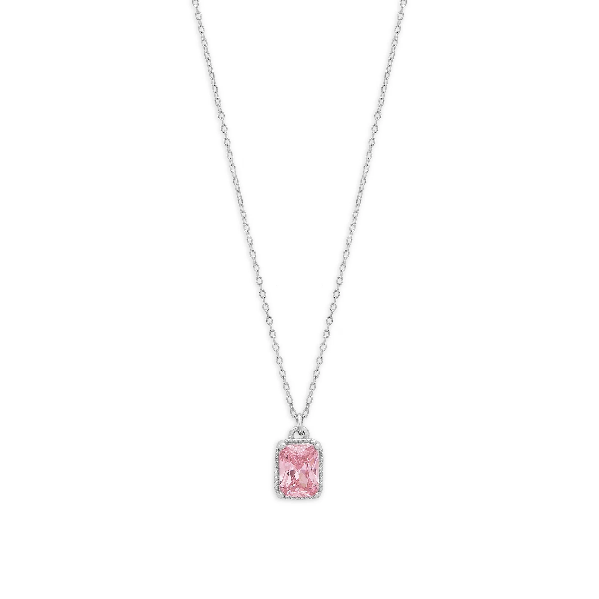Radiant Reflections 925 Sterling Silver Rhodium-Plated Rectangle Necklace - Image 5