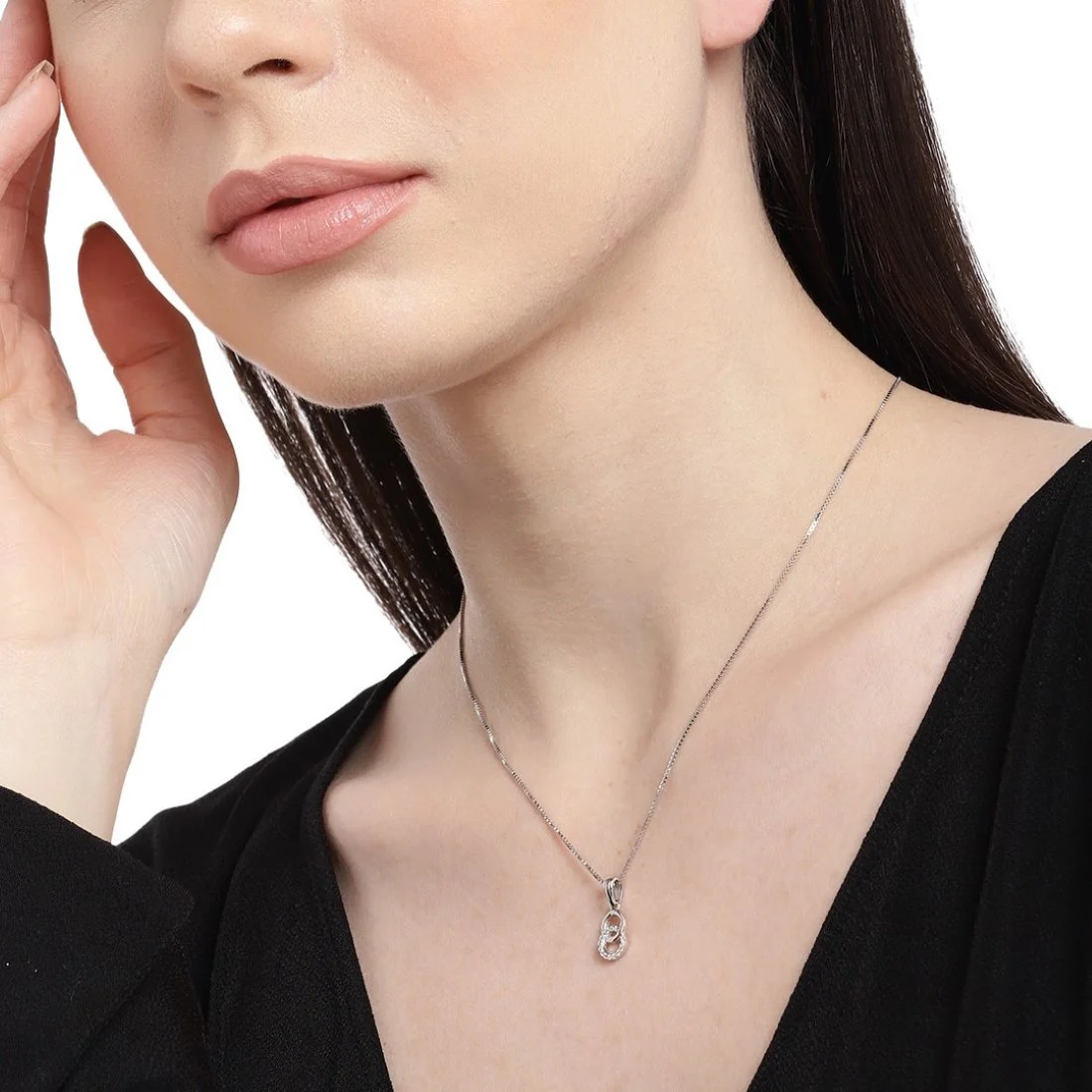 Radiant Revolve CZ Rhodium-Plated 925 Sterling Silver Pendant with Chain - Image 2