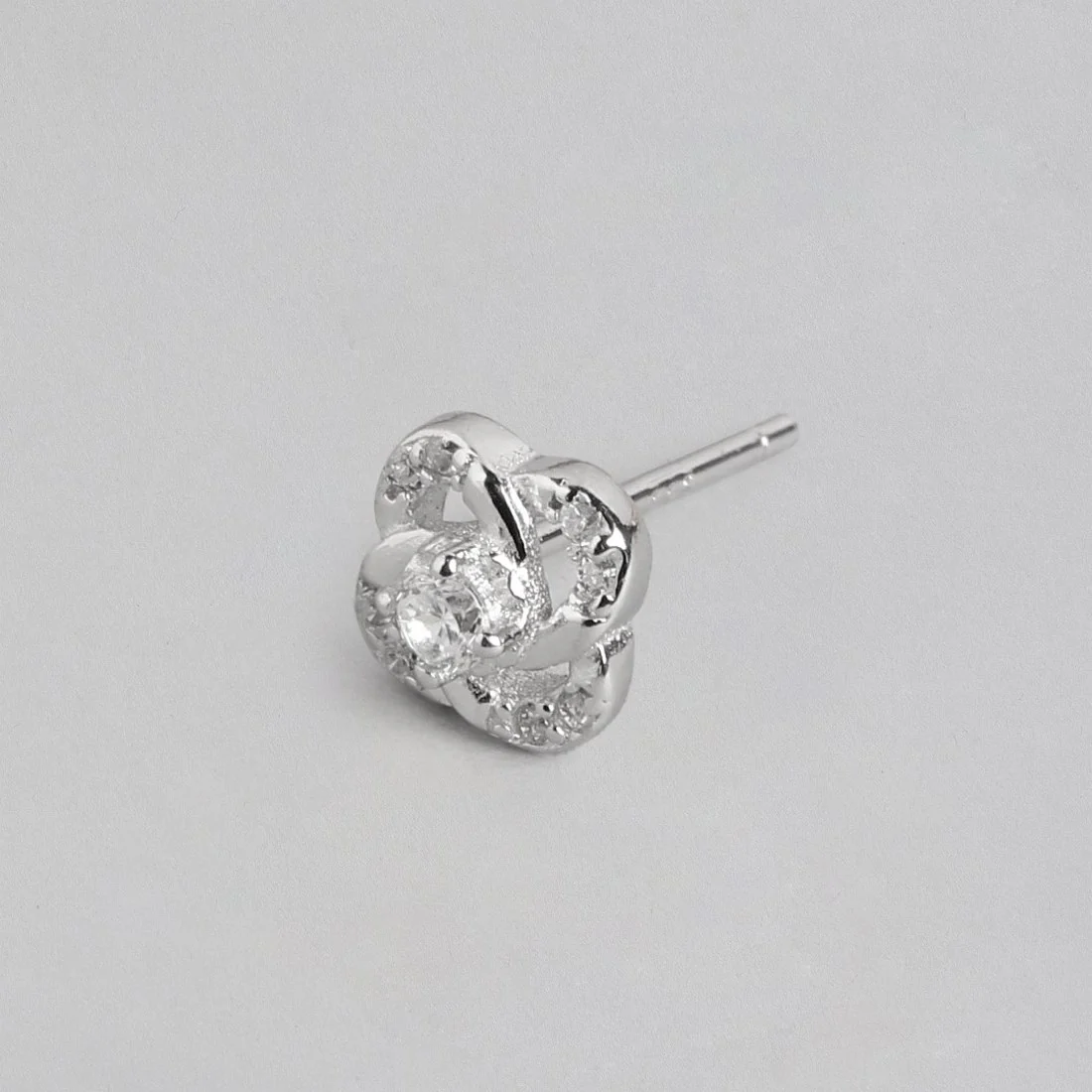 Floral Radiant Rhodium Sparkle CZ 925 Sterling Silver Earrings - Image 5