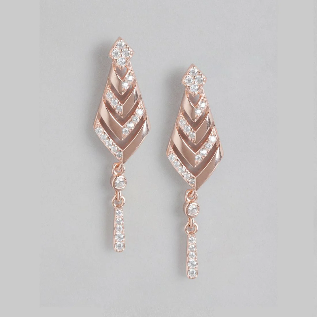 Radiant Rose Gold Allure Cubic Zirconia 925 Sterling Silver Earrings - Image 3