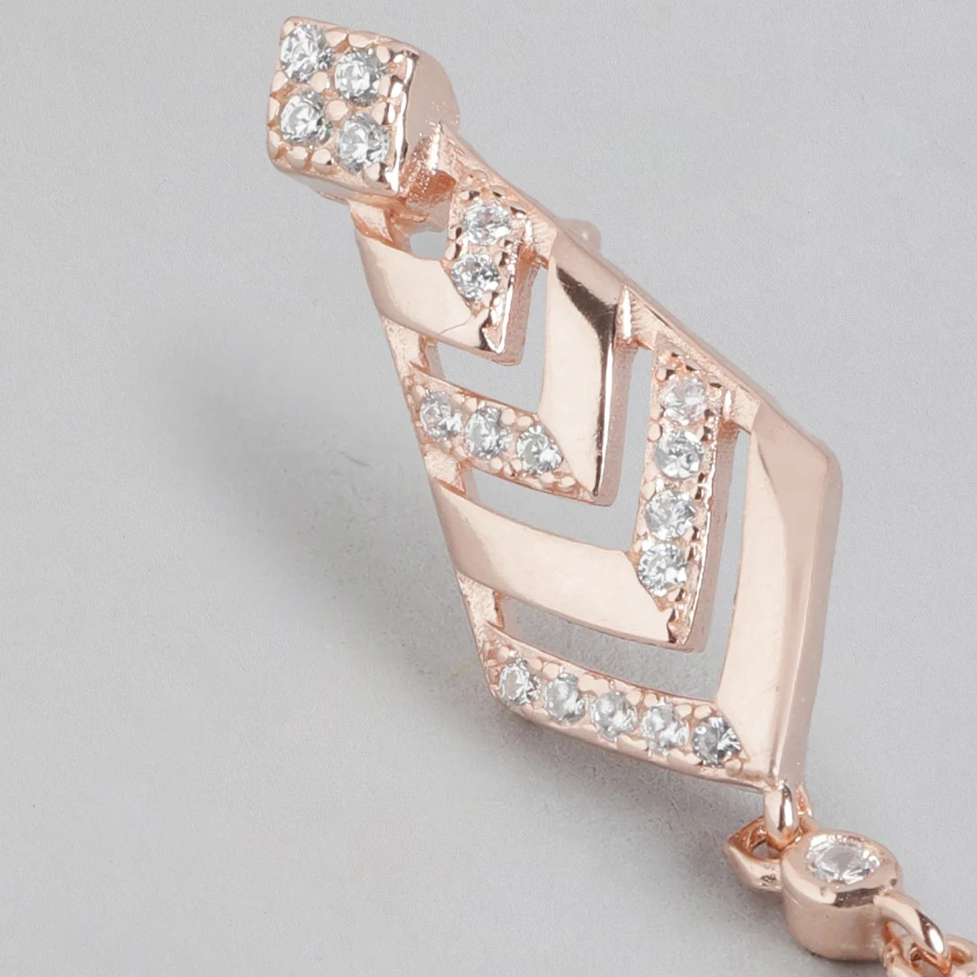 Radiant Rose Gold Allure Cubic Zirconia 925 Sterling Silver Earrings - Image 4