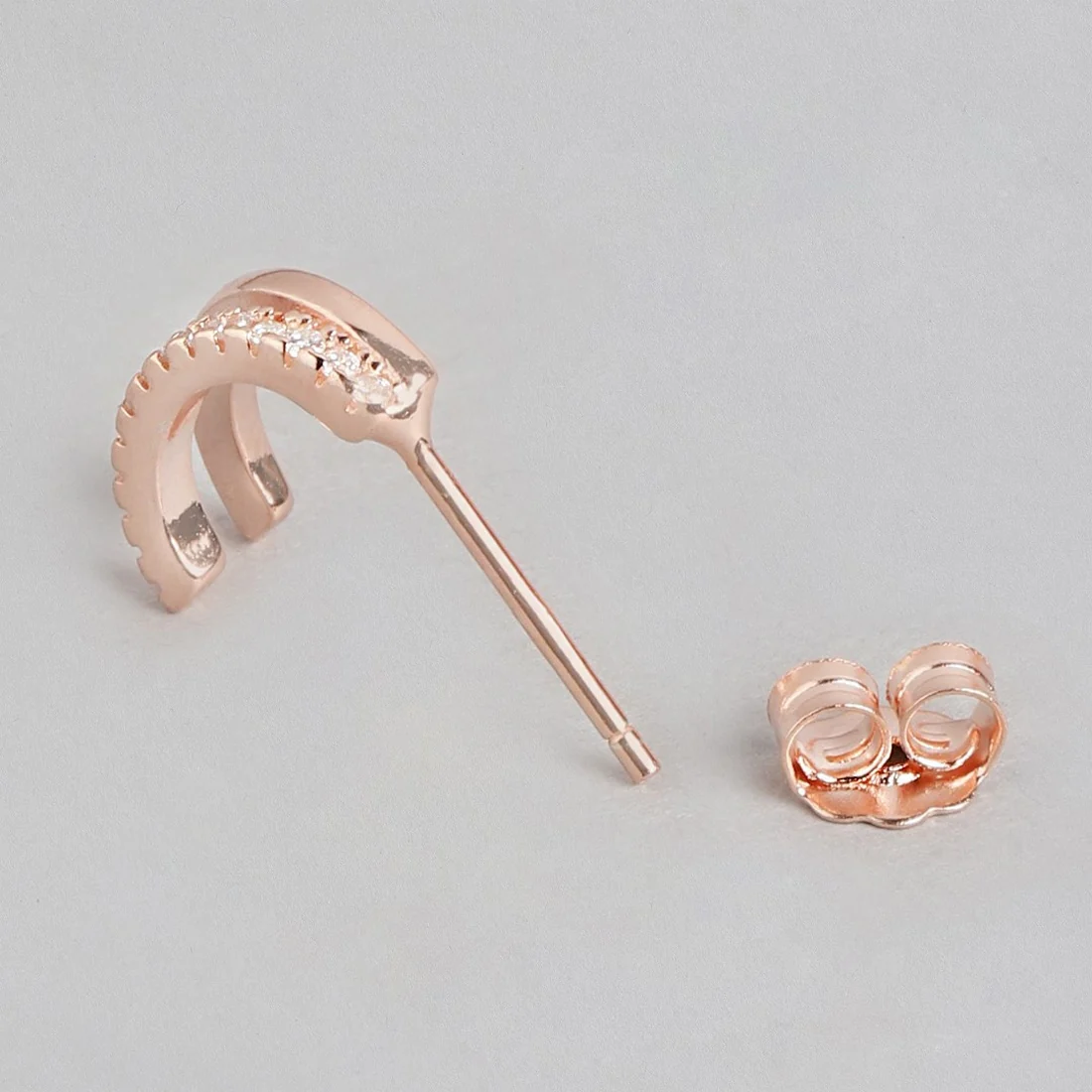 Radiant Rose Gold Allure One-Line CZ 925 Sterling Silver Earrings - Image 6
