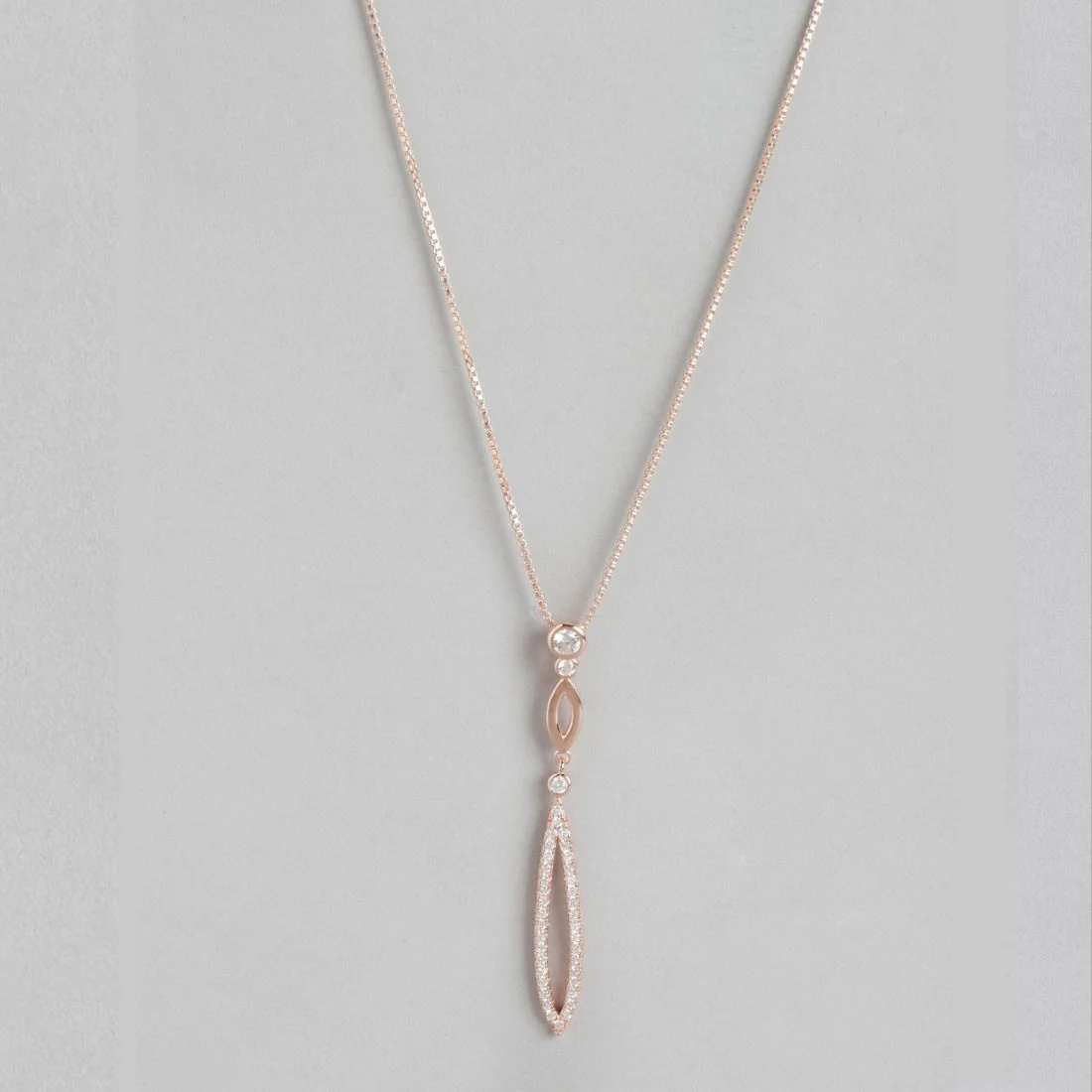 Radiant Rose Gold Drop Pendant with Chain Elegance in Sterling Silver - Image 4