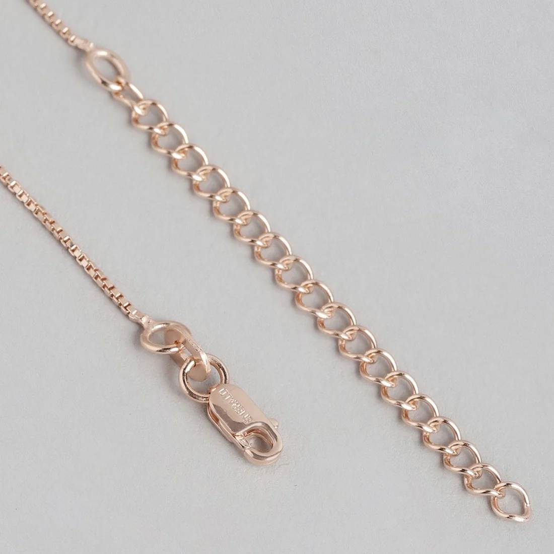 Radiant Rose Gold Drop Rectangle 925 Sterling Silver Pendant with Chain - Image 6