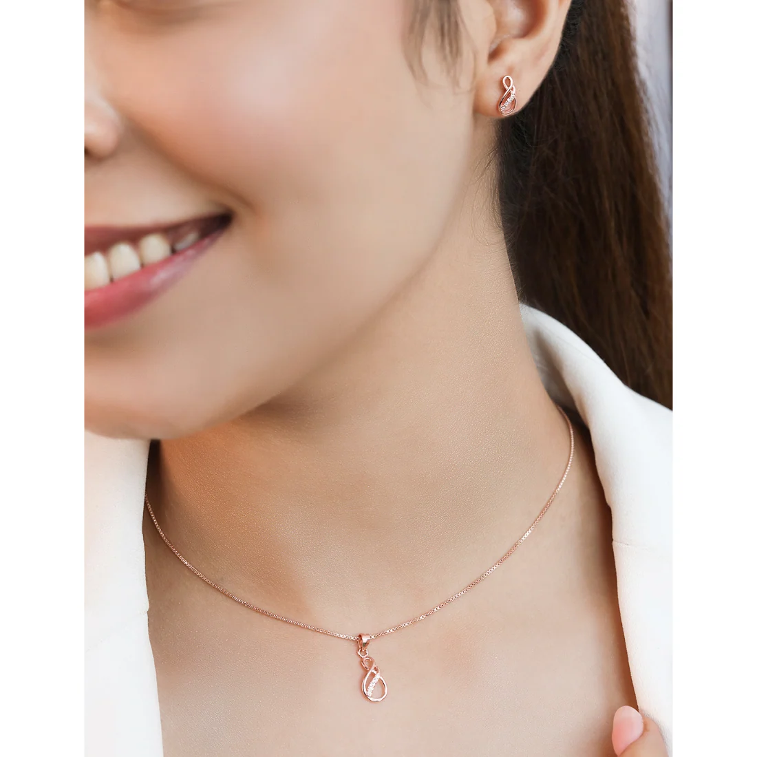 Radiant Rose-Gold Plated CZ 925 Sterling Silver Jewelry Set - Image 3