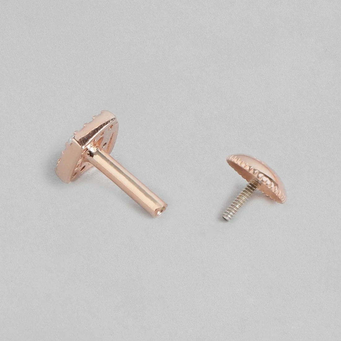 Radiant Rose Gold Square Elegance CZ 925 Sterling Silver Earrings - Image 5