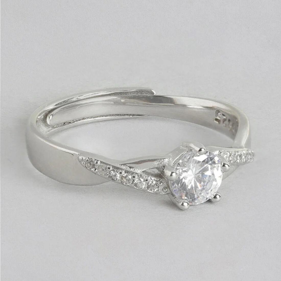Radiant Sparkle 925 Sterling Silver Ring with Cubic Zirconia (Adjustable) - Image 5