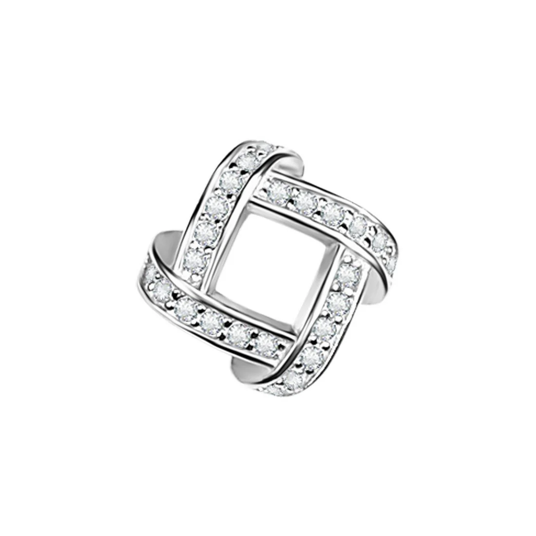 Radiant Square 925 Sterling Silver Rhodium Plated Pendant - Image 3
