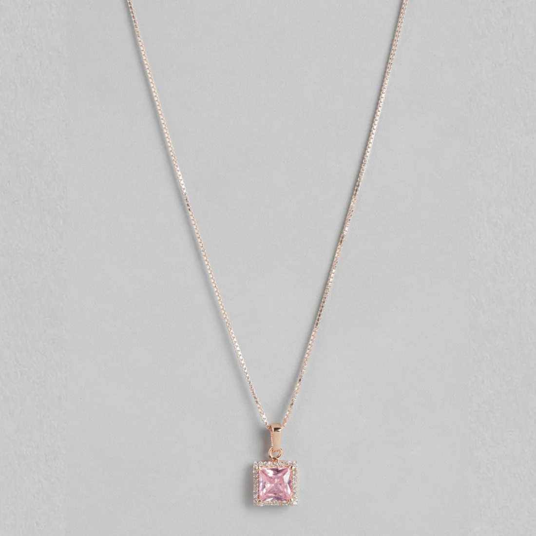 Radiant Square Brilliance Rose Gold-Plated 925 CZ Sterling Silver Pendant with Chain - Image 5