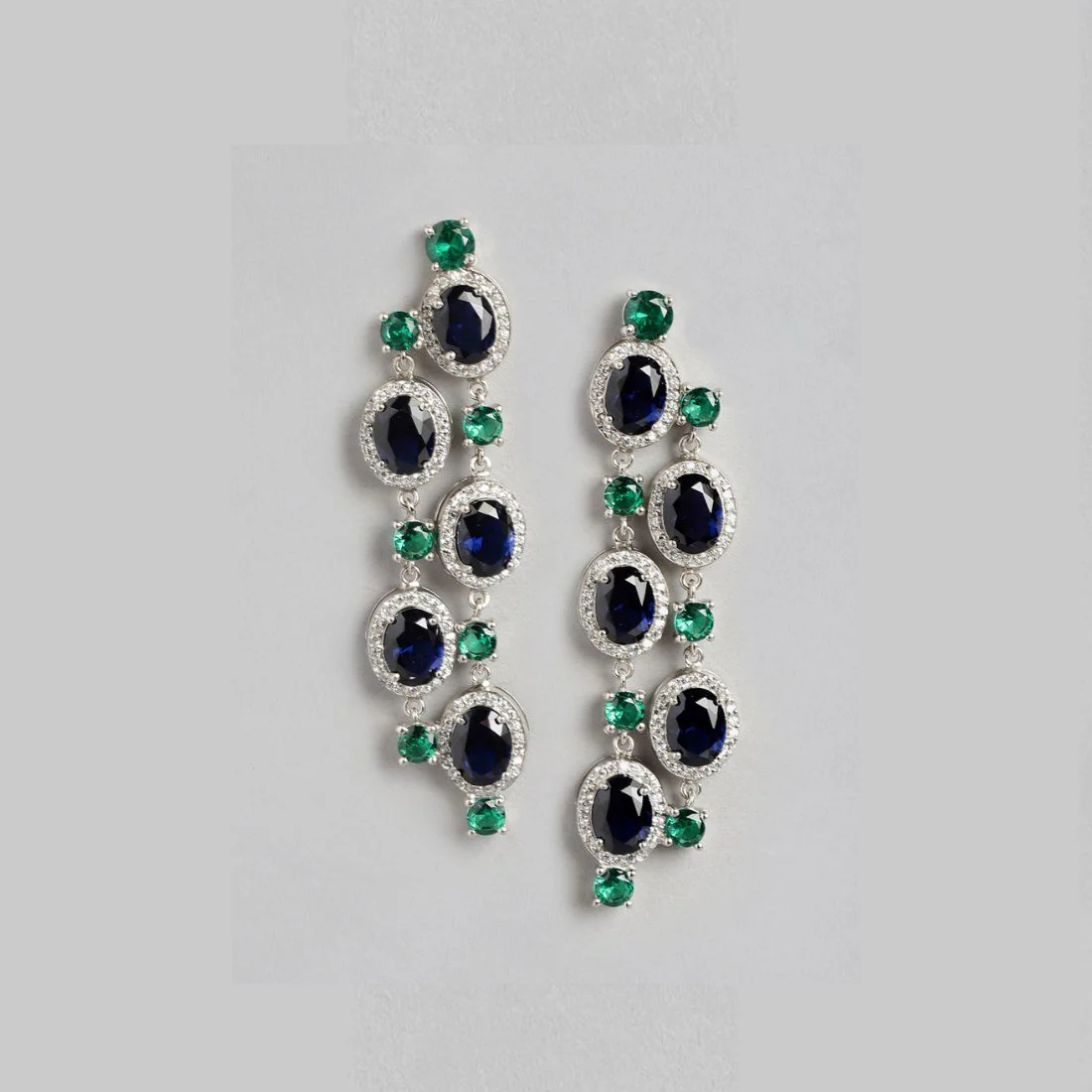 Radiant CZ Starfall Rhodium-Plated 925 Sterling Silver Drop Earrings - Image 4