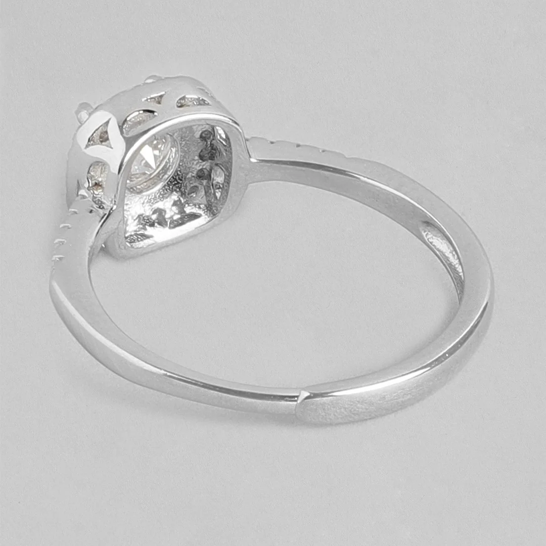 Radiant Unity Rhodium-Plated 925 Sterling Silver Solitaire Couple Ring (Adjustable) - Image 9