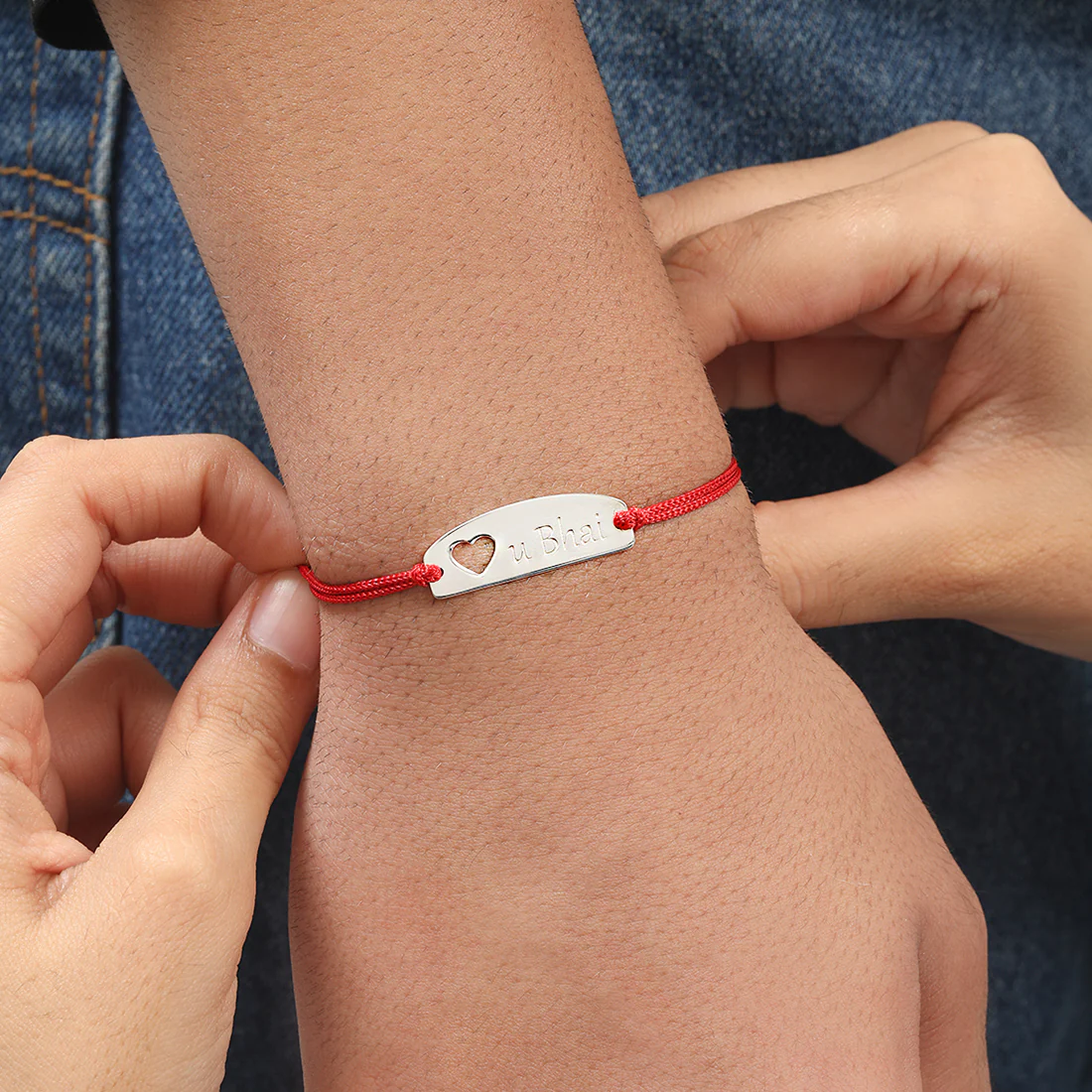Rakhi Special 925 Sterling Silver Love U Bhai Rakhi - Image 2