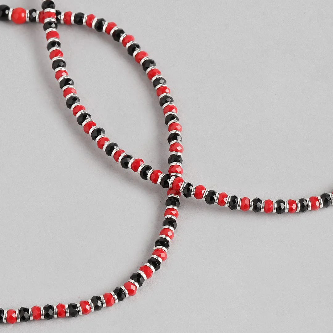 Red and Black 925 Sterling Silver Anklet - Image 6