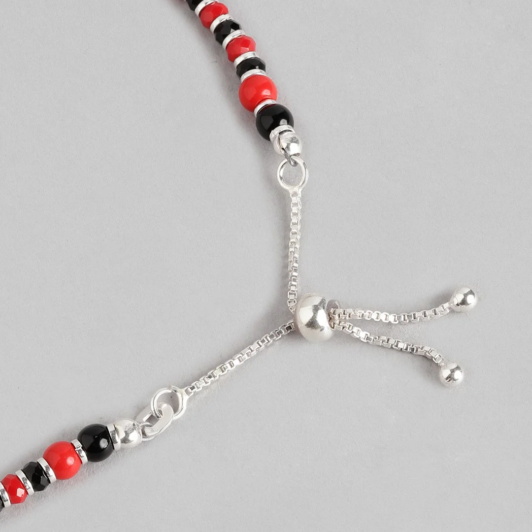Red and Black 925 Sterling Silver Anklet - Image 7